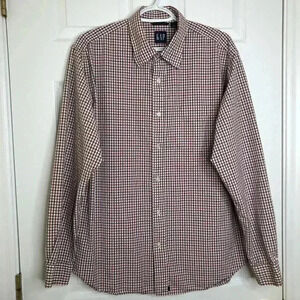GAP  Dress Shirt White/Red/Black Size Large